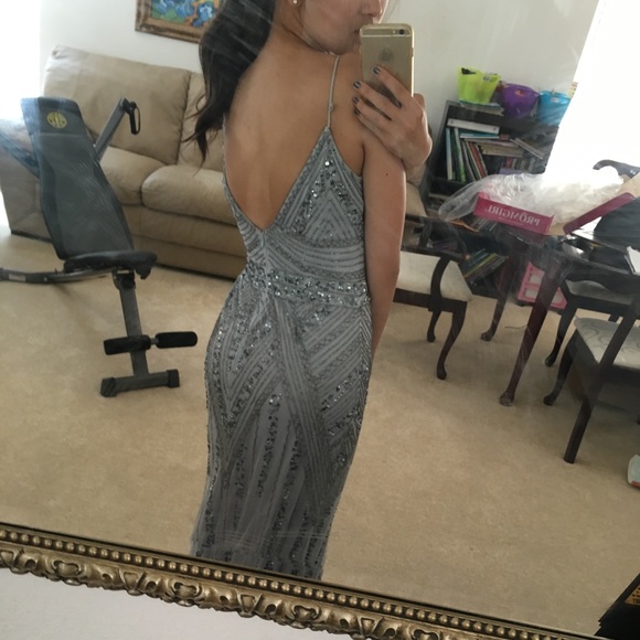 Blue/grey beaded prom dress, ONLY WORN ONCE - Picture 2 of 5